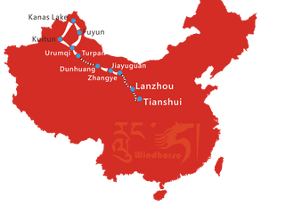 Map of 16 Day China Silk Road with Kanas Lake Tour