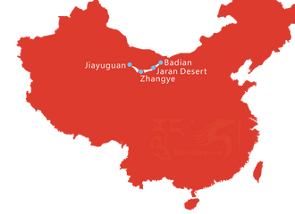 Map of 5 Day Zhangye Danxia and Badain Jaran Desert