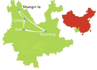 Yunnan Highlights Tour Route