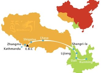Yunnan Tibet Tour Route