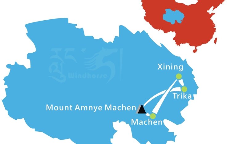 Amnye Machen Trekking Tour Route