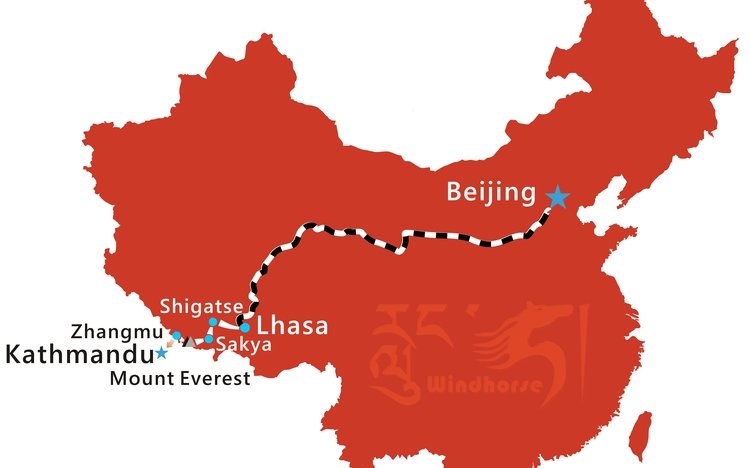 Beijing to Tibet Train Tour Route