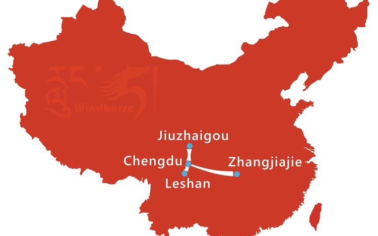 Jiuzhaigou Zhangjiajie Tour Route