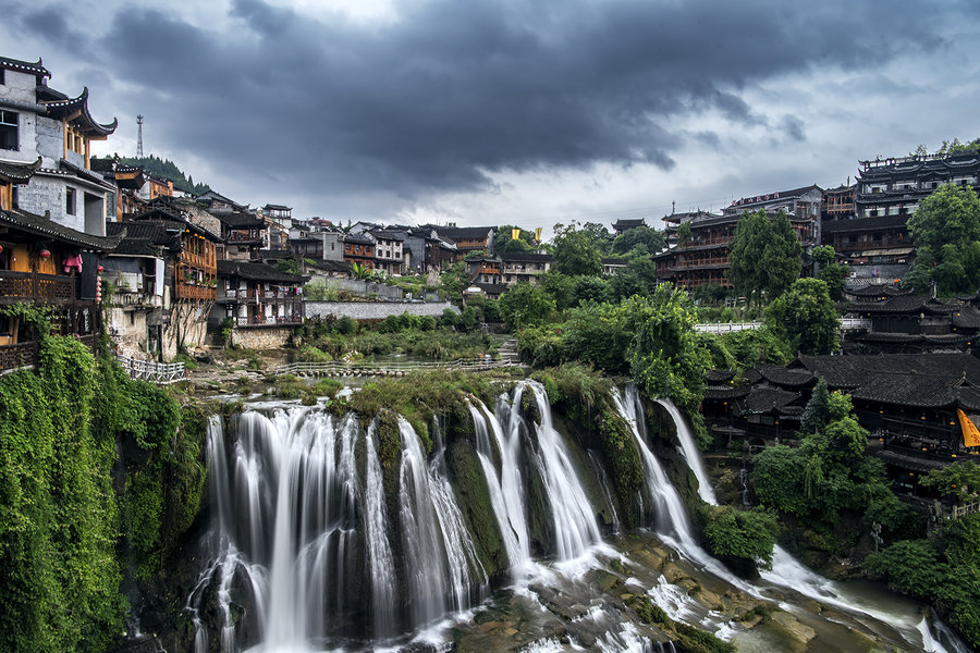 Waterfall at Furong ancient town