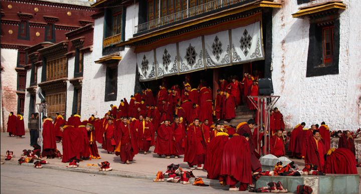 Monks in Galden Jampaling Monastery
