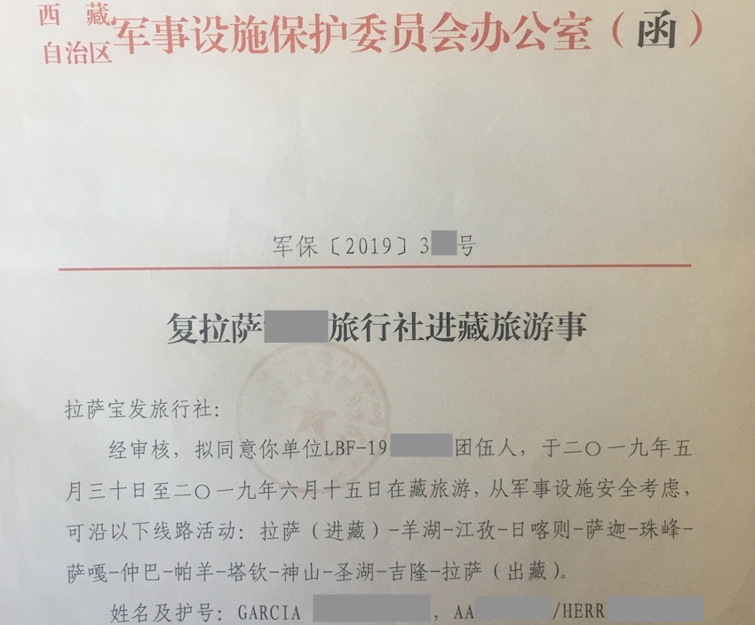 Tibet military permit
