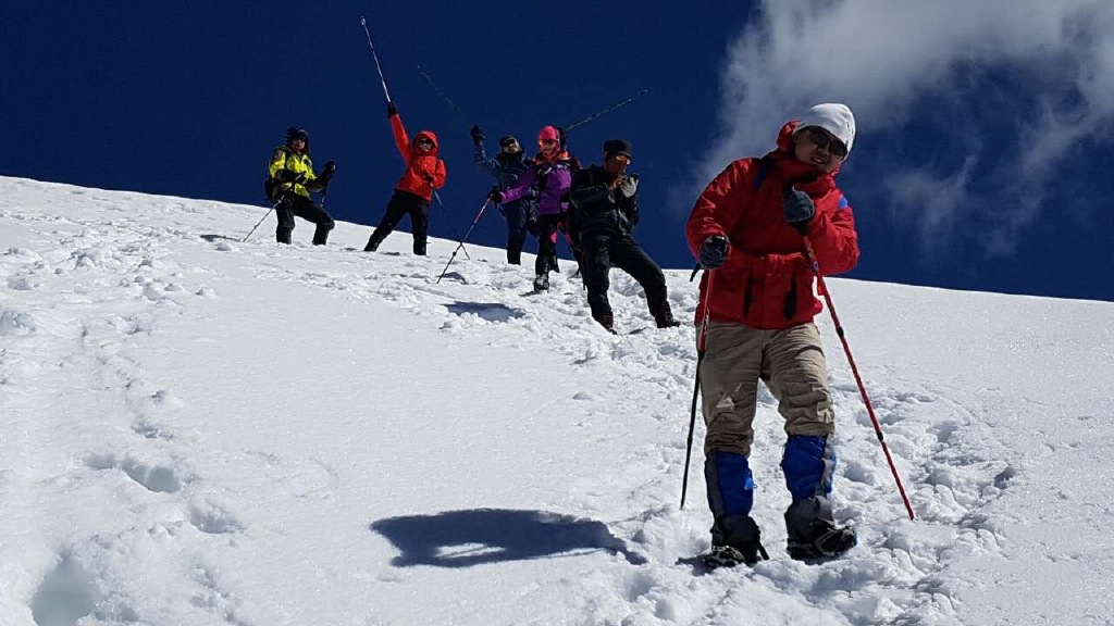 Climbing summit of Mount Siguniang