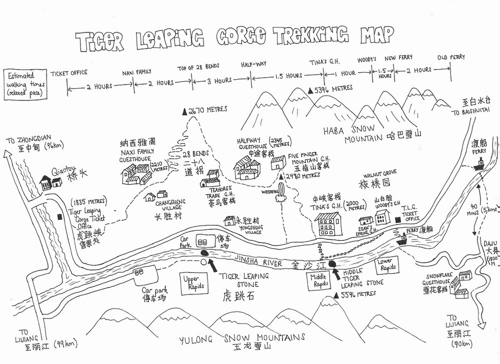 Tiger Leaping Gorge hiking map