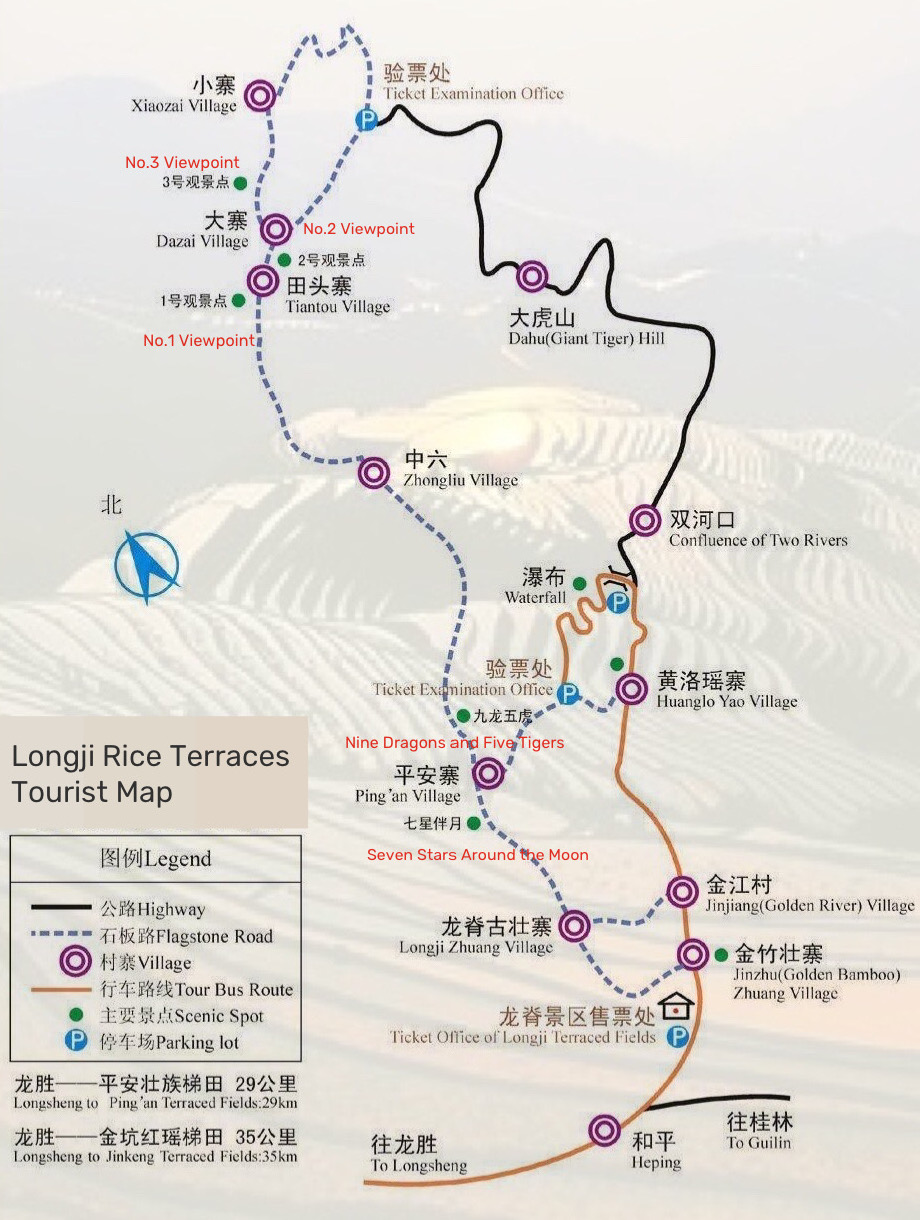 Longji rice terraces map
