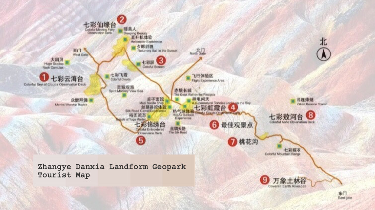 Zhangye rainbow mountain map