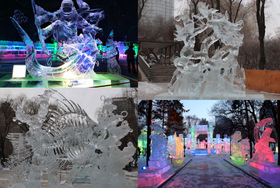 Ice sculptures in Zhaolin Park