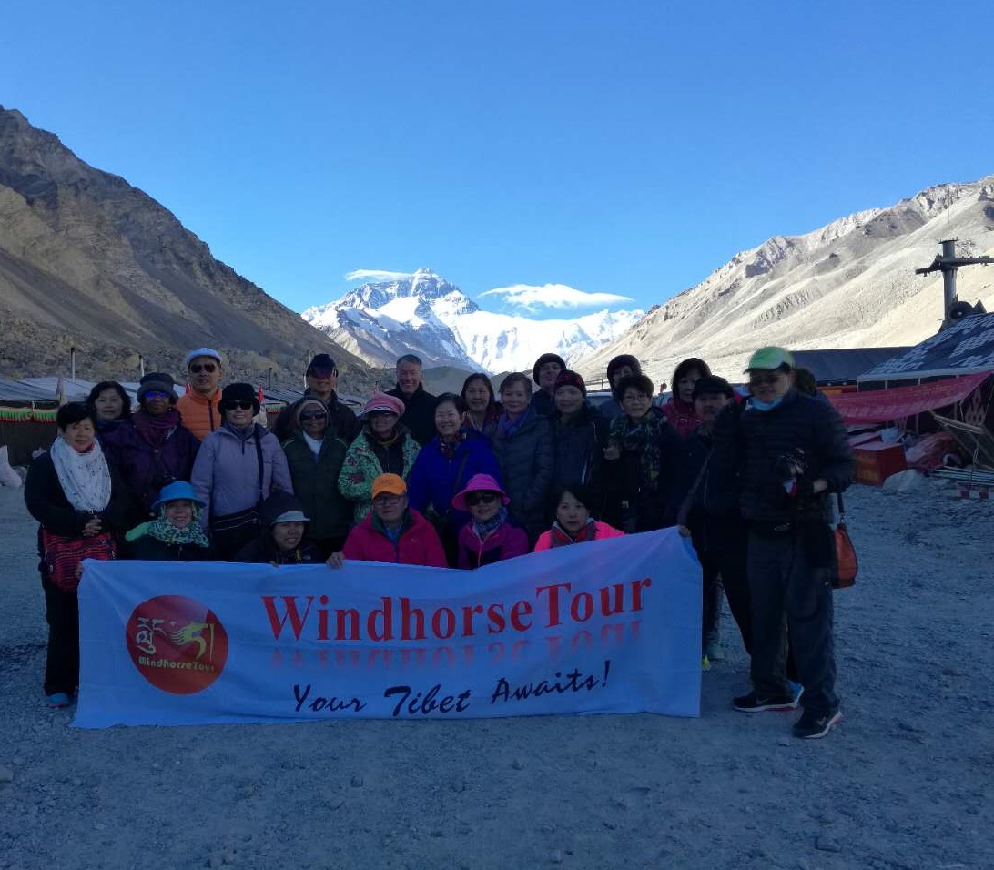Richard group in front of base camp of Mt. Everest