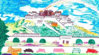 Kids painting Potala Palace