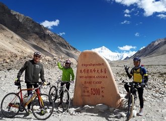 Cycling group at Everest Base Camp