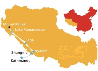 Kailash Kathmandu Overland Tour Route