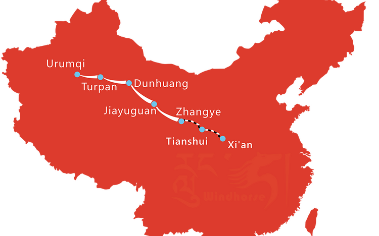 Map of 12 Day Classic Silk Road Tour