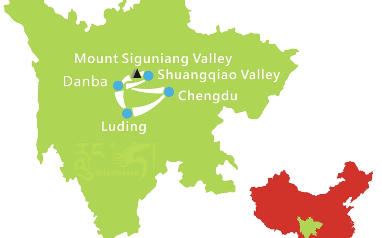 Chengdu Mount Siguniang Overland Tour Route