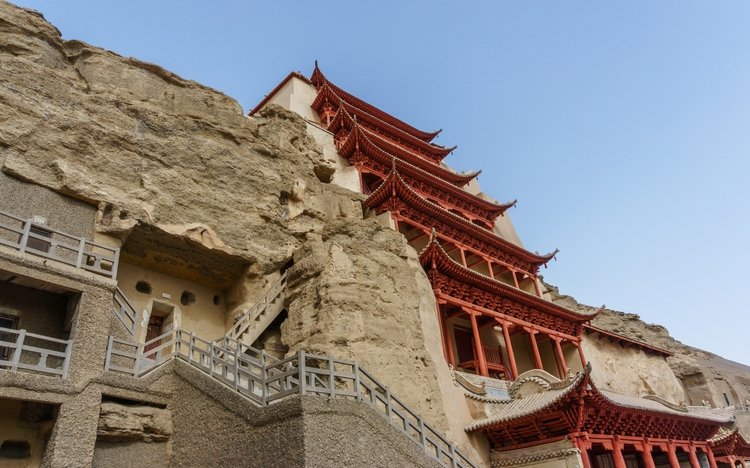 Caves of Mogao Grottos in Duhuang on the Silk Road