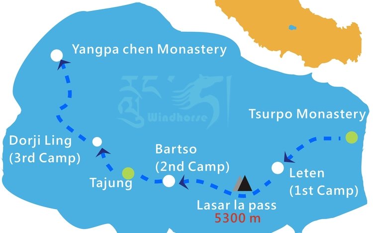 Tsurphu Trekking Tour Route