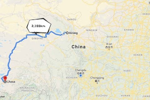 Qinghai Tibet railway distance