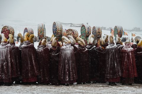 Lamas at Nangshuk monastery during Monlam festival