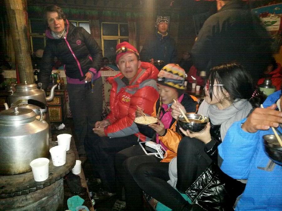 Clients Eating Food at Everest Base Camp
