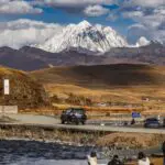 View of snow-capped Mount Yala from Gunong Village