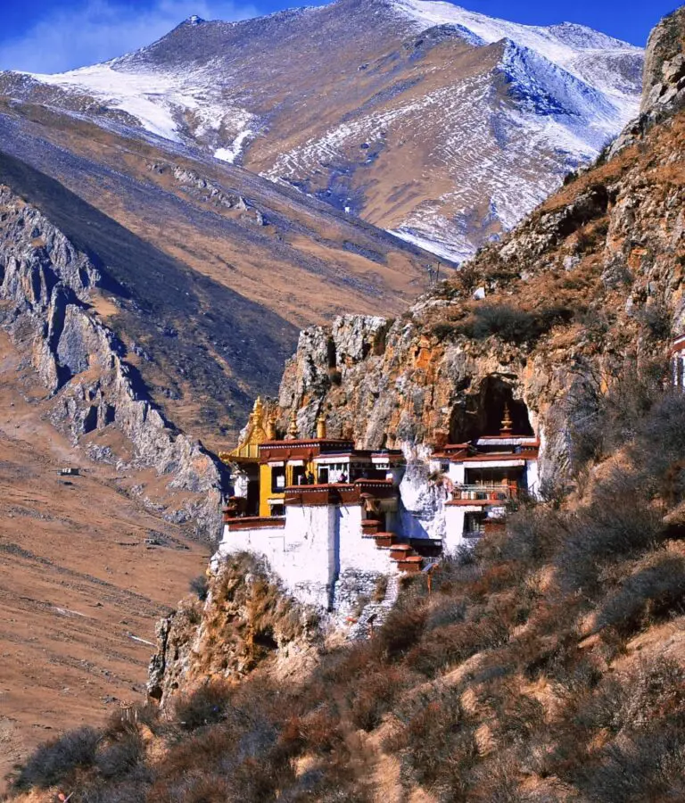 Winter View of Drak Yerpa Monastery, Lhasa Tibet