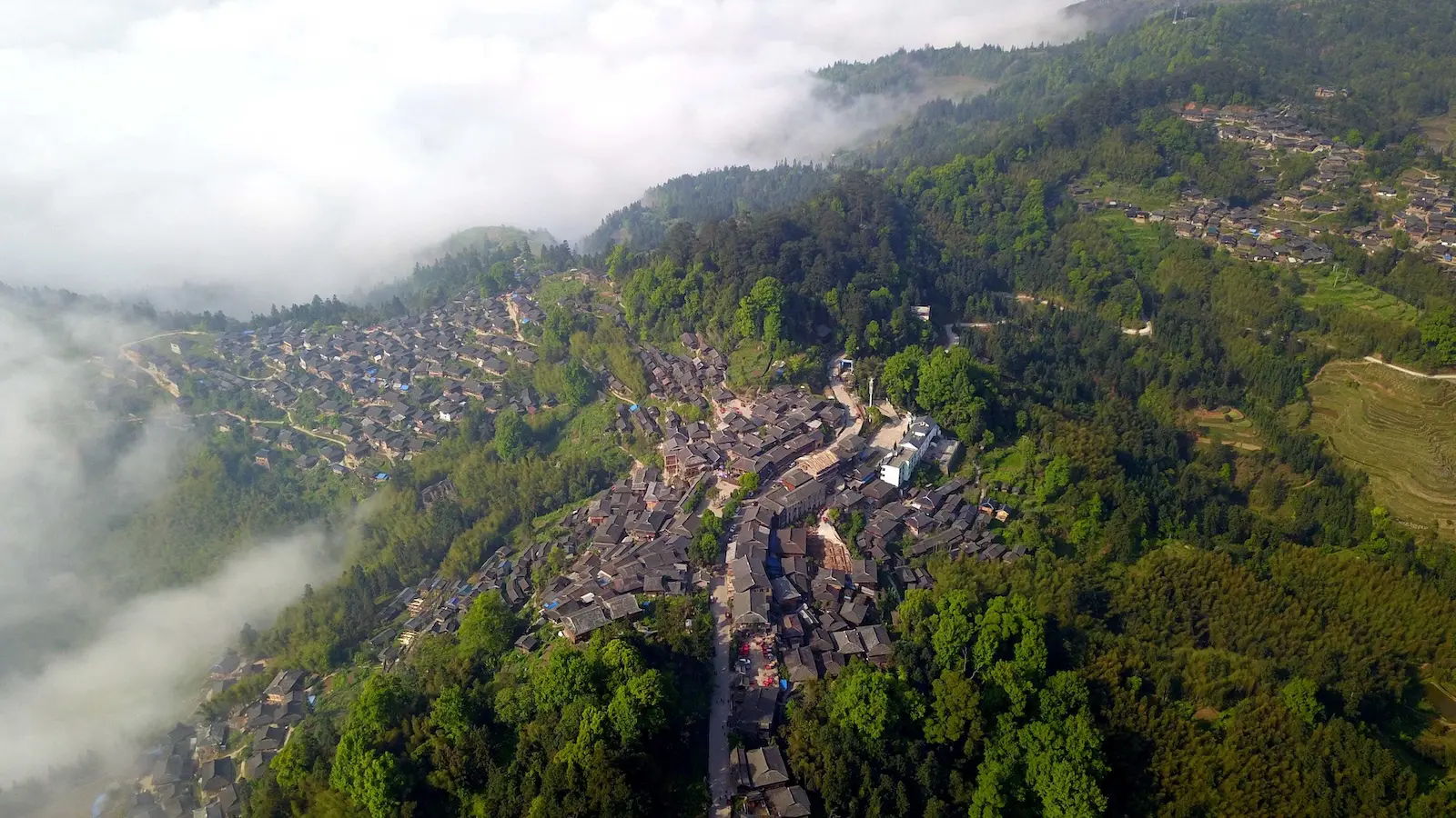 Panoramic View of Basha Miao Village, Guizhou