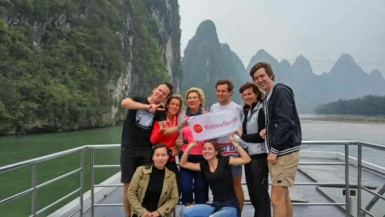 Michelle with clients on Li River Cruise to Yangshuo