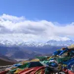 Stunning views of Himalaya mountain ranges at Pangla pass on the way to Rongbuk