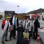 windhorsetour clients are greeted at Gonggar airport upon arrival
