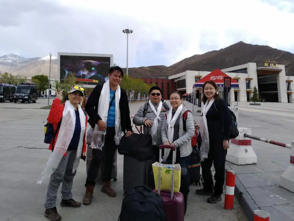 windhorsetour clients are greeted at Gonggar airport upon arrival