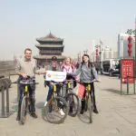 WindhorseTour travelers biking on the Xi’an City Wall
