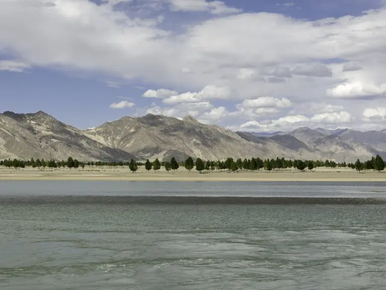 Brahmaputra river back Lhasa from Shigatse Tibet