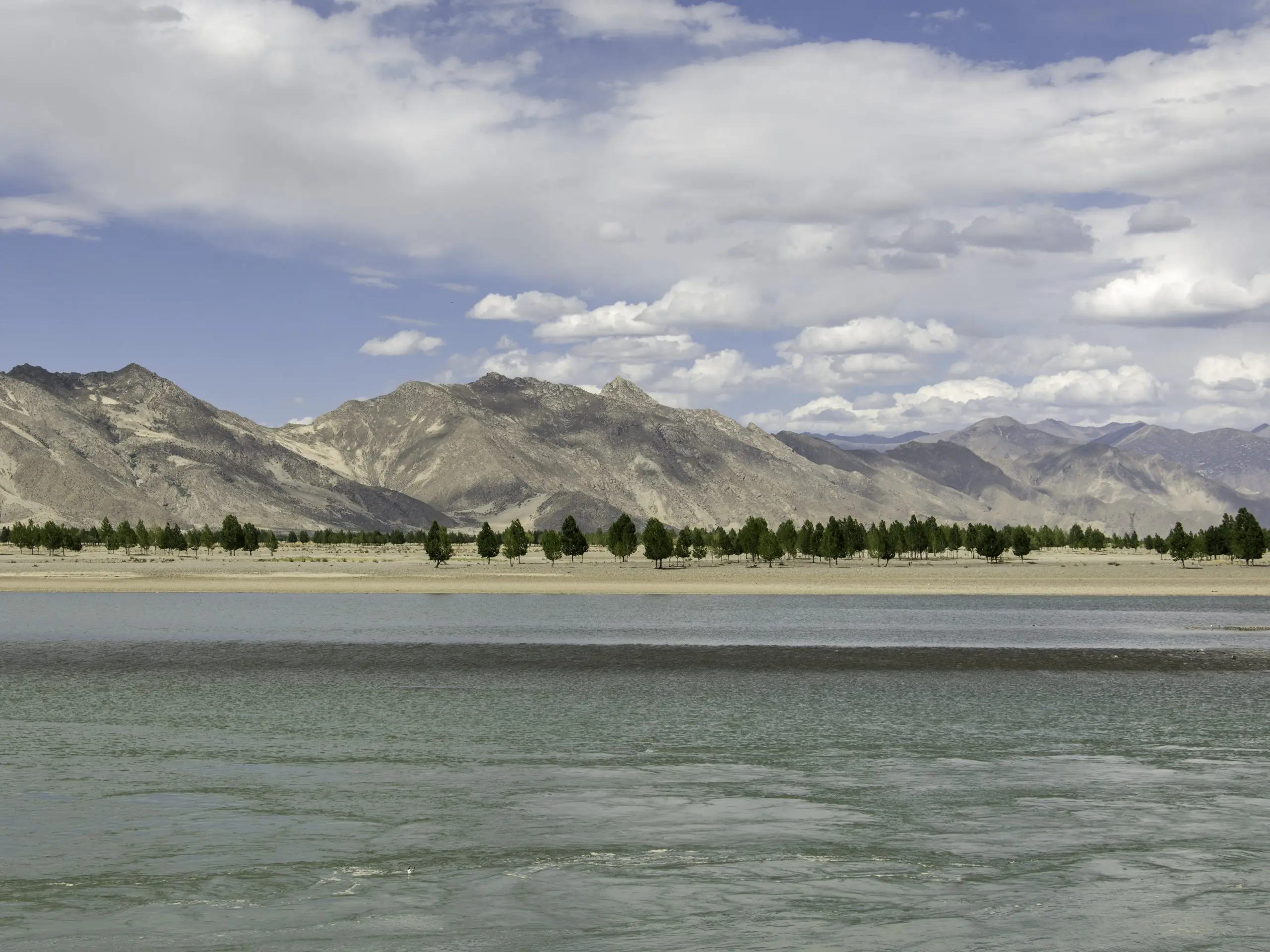 Brahmaputra river back Lhasa from Shigatse Tibet