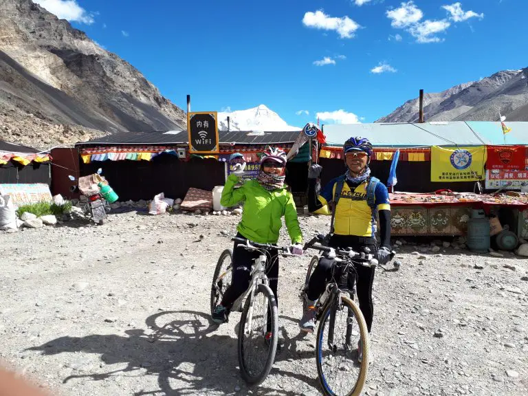 Cycling group at Everest tent guesthouse