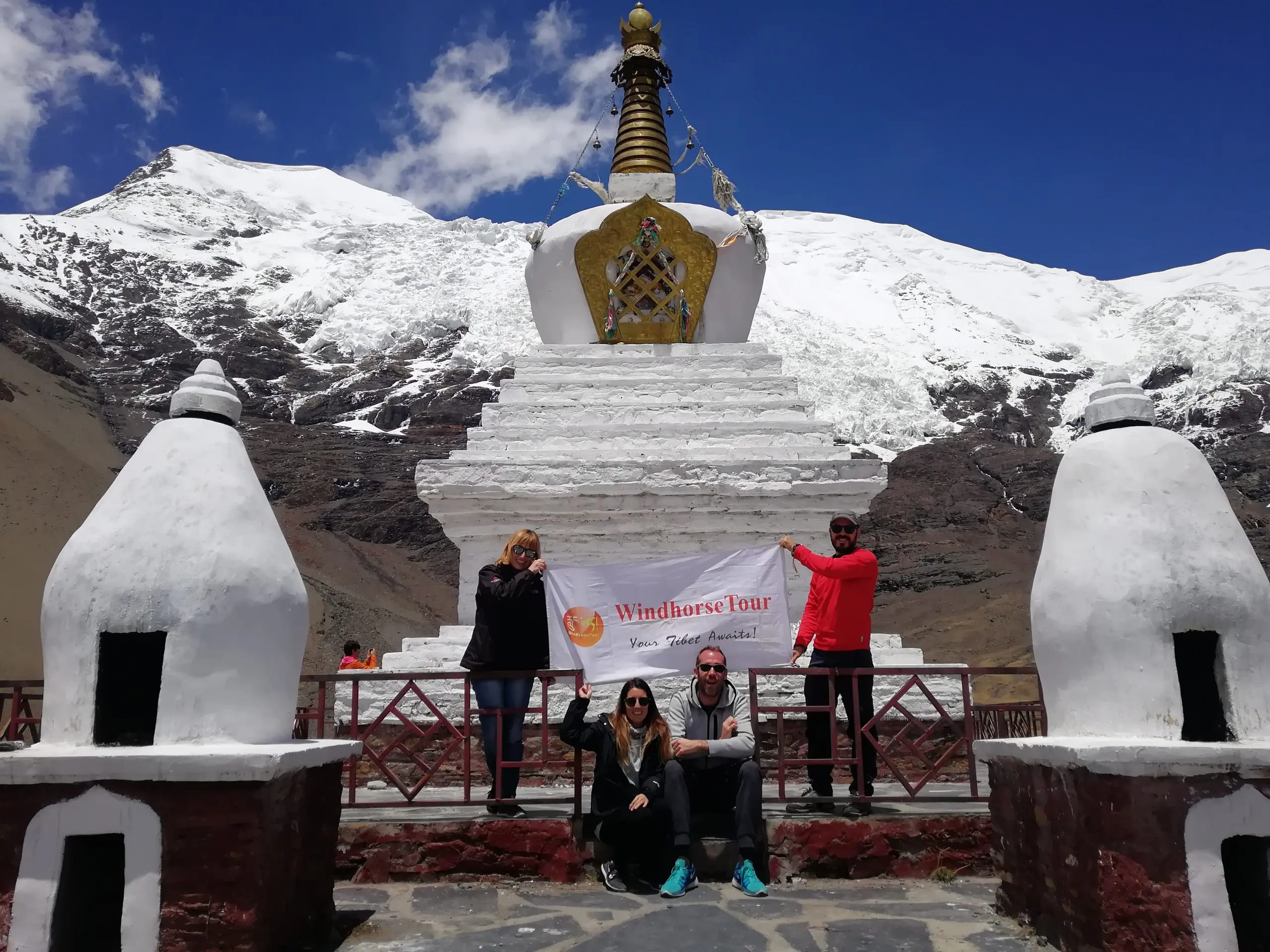 Karola glacier and white stupa Tibet