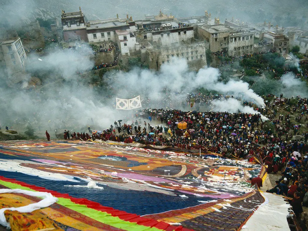 Drepung monastery Shoton festival - a tibet tour with festival
