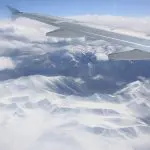 Snow mountain view on the flight to Lhasa