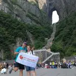 WindhorseTour Travelers at Tianmen Cave Gate, Zhangjiajie