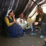Tibetan nomad family visiting Tsurphu trek