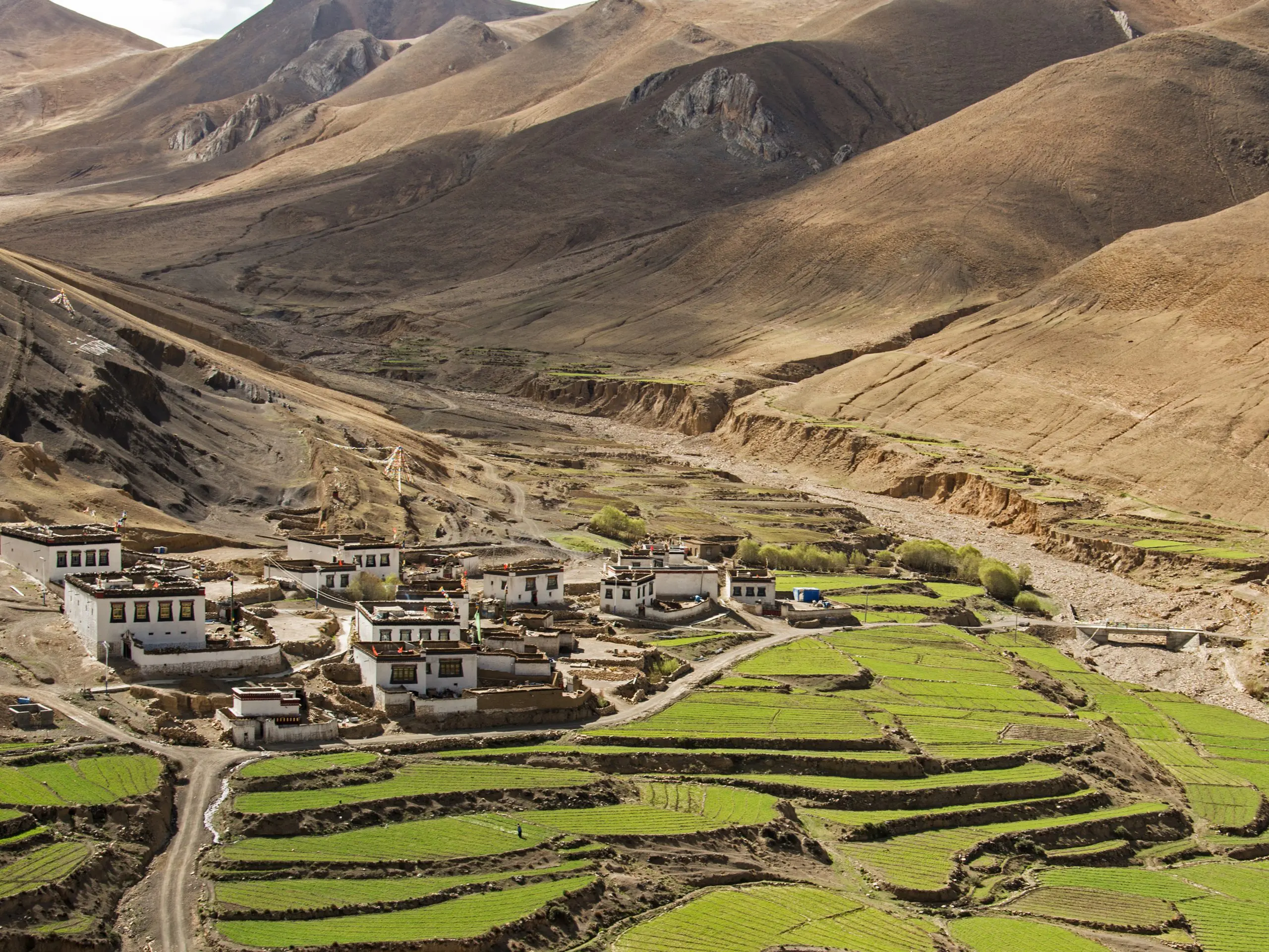 Villages along the way to Everest from Shigatse Tibet