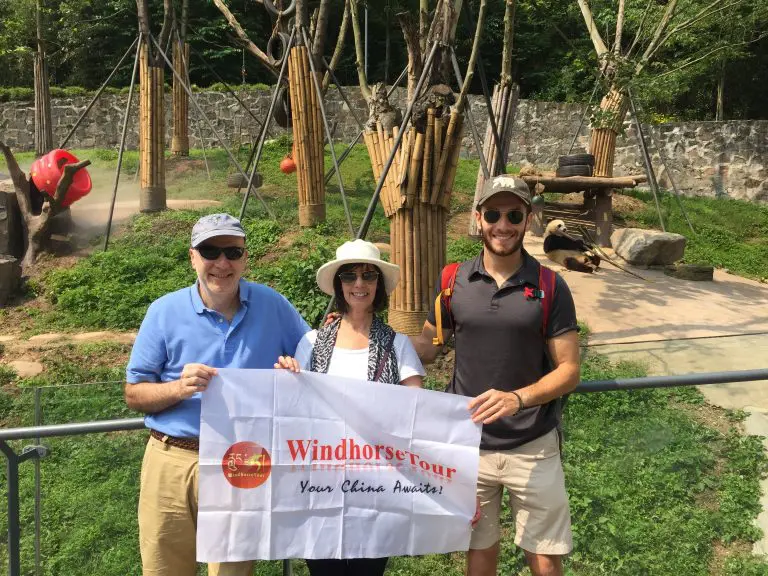 WindhorseTour Travelers at Chengdu Panda Base, China