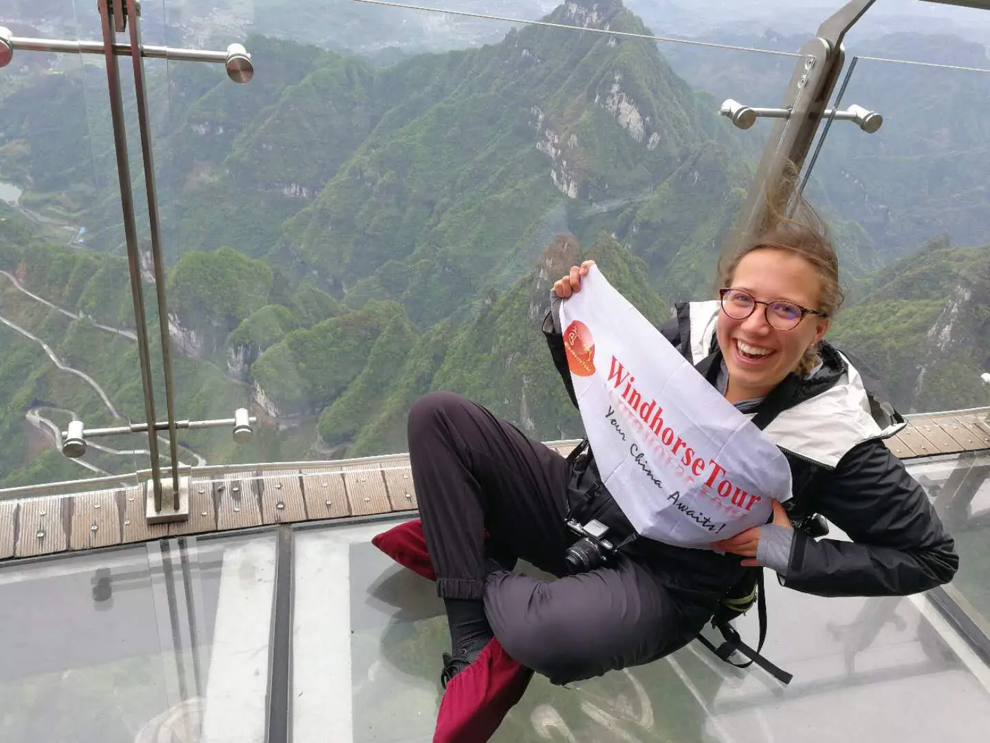Glass walkway at Tianmen mountain
