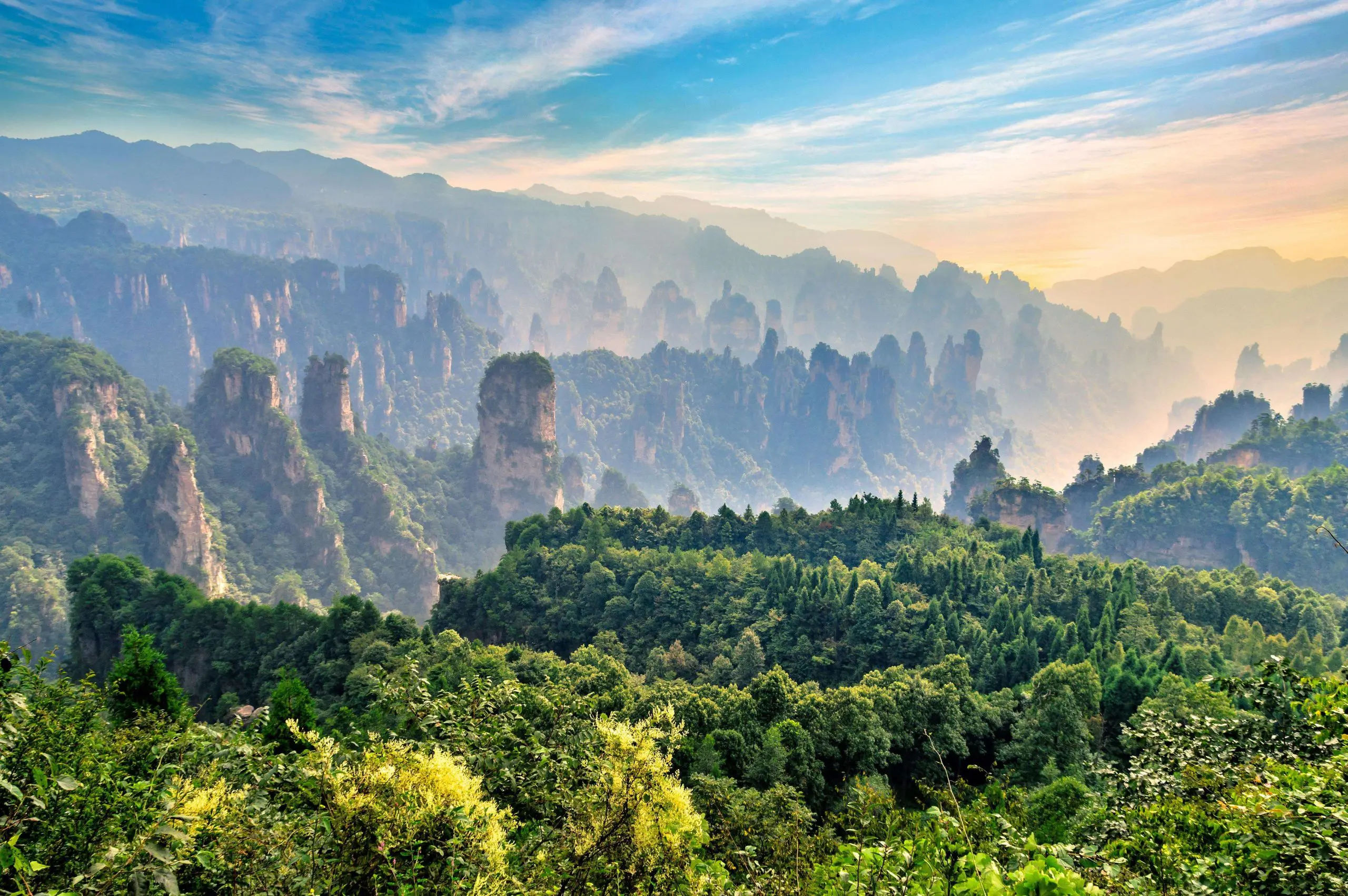 Stunning sandstone pillars at Zhangjiajie national park, China