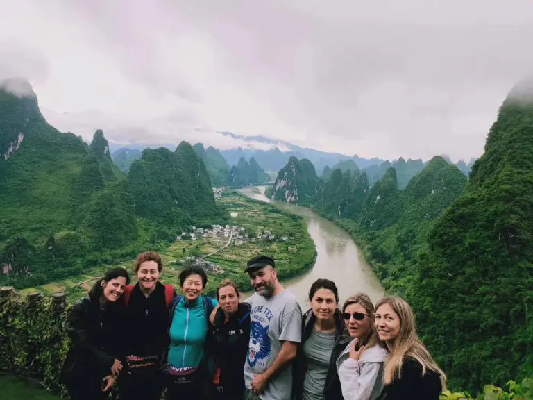 panoramic view of the Li River from Xianggong Mountain, Yangshuo