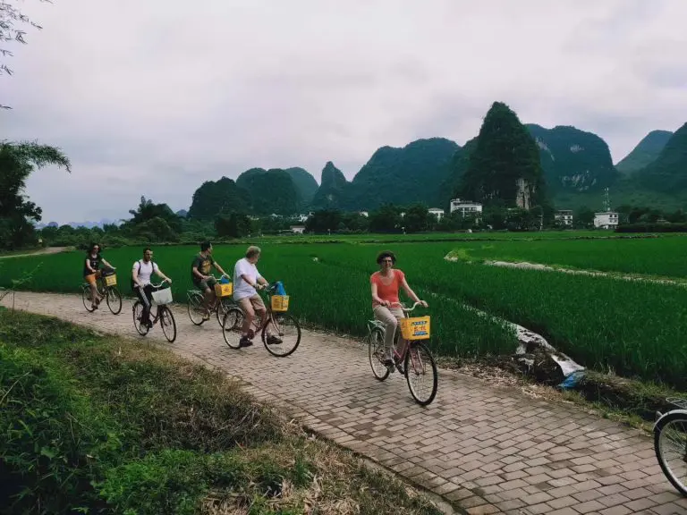 Cycling tour in Yangshuo countryside near the Yulong River