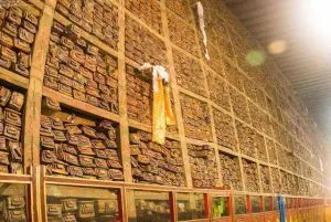 The Wall of Buddhist Scriptures in Sakya Monastery