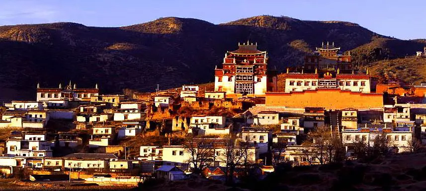 Sunset at Ganden Sumtseling Monastery Shangri-la